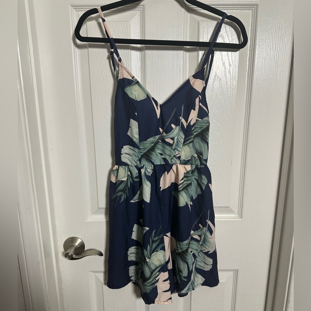 Tropical Leaf Print Women's Romper